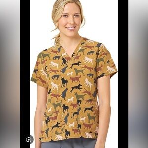Carhartt Women's V-Neck Print Scrub Top with FastDry Technology dog park XS